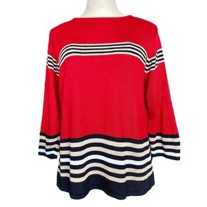 Sag Harbor Woman striped sweater red sweater sweater tunic, Sz 2X